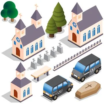 Set for the cemetery. Stock Illustration
