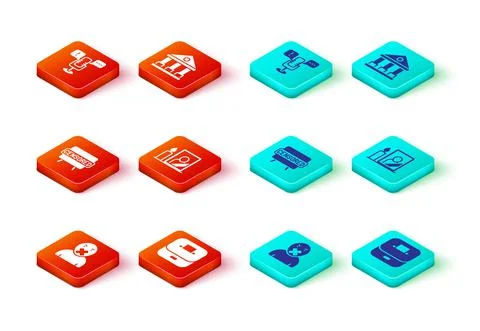 Set Censor and freedom of speech, Vote box, Censored stamp, Mourning photo frame Stock Illustration