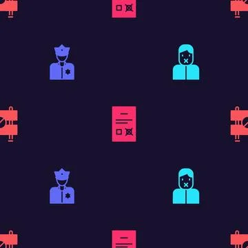 Set Censor and freedom of speech, Police officer, Poll document and Road barr 스톡 일러스트