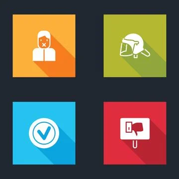 Set Censor and freedom of speech, Police helmet, Check mark in round and Prot 스톡 일러스트