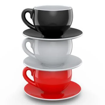Set of ceramic coffee cup for cappuccino, americano, espresso, mocha, latte Illustrazione stock