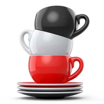 Set of ceramic coffee cup for cappuccino, americano, espresso, mocha, latte Illustrazione stock