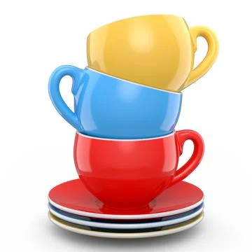 Set of ceramic coffee cup for cappuccino, americano, espresso, mocha, latte Illustrazione stock