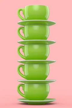 Set of ceramic coffee cup for cappuccino, americano, espresso, mocha, latte Illustrazione stock
