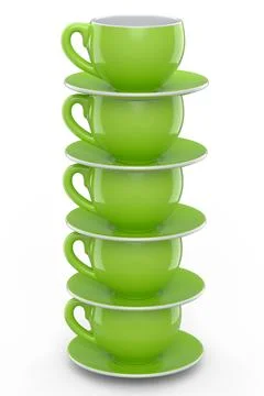 Set of ceramic coffee cup for cappuccino, americano, espresso, mocha, latte Illustrazione stock
