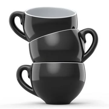 Set of ceramic coffee cup for cappuccino, americano, espresso, mocha, latte Illustrazione stock