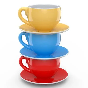 Set of ceramic coffee cup for cappuccino, americano, espresso, mocha, latte Illustrazione stock