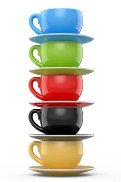 Set of ceramic coffee cup for cappuccino, americano, espresso, mocha, latte Illustrazione stock