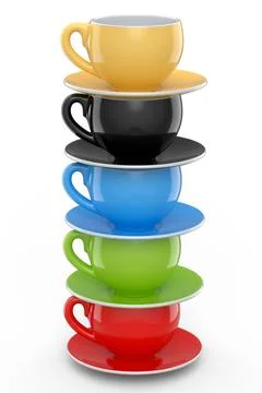 Set of ceramic coffee cup for cappuccino, americano, espresso, mocha, latte Illustrazione stock