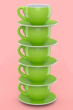 Set of ceramic coffee cup for cappuccino, americano, espresso, mocha, latte Illustrazione stock