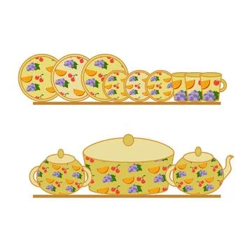 A set ceramic kitchenware Stock Illustration