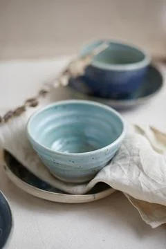 Set of Ceramic, stylish tableware Stock Photos