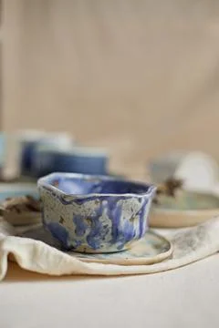 Set of Ceramic, stylish tableware Stock Photos