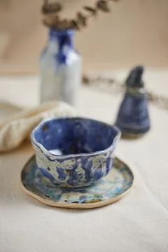 Set of Ceramic, stylish tableware Stock Photos