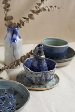 Set of Ceramic, stylish tableware Stock Photos