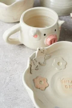 Set of Ceramic, stylish tableware, table decor Stock Photos