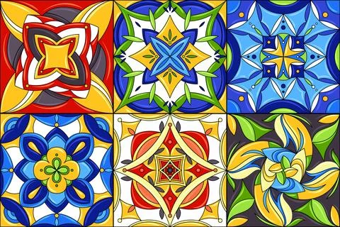 Set of ceramic tile patterns. Gorgeous seamless patterns. Can be used for Stock-Illustration