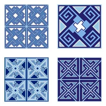 Set of ceramic tile patterns Stock Illustration