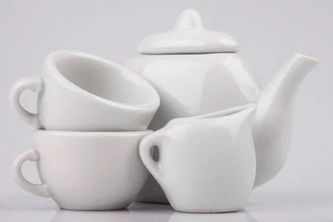 Set of ceramic ware on a white background Stock Photos