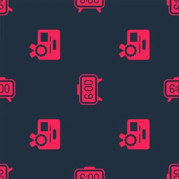 Set Certificate template and Digital alarm clock on seamless pattern. Vector Illustrazione stock
