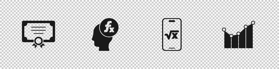 Set Certificate template, Function mathematical symbol, Square root of x glyph Stock Illustration