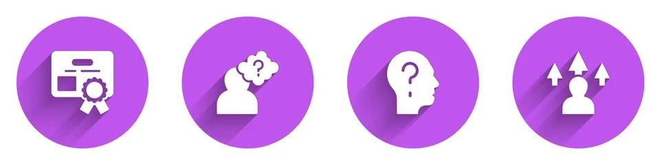 Set Certificate template, Head with question mark, and Front end development Ilustración de archivo