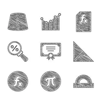 Set Certificate template, Pi symbol, Protractor, Angle bisector of triangle Illustrazione stock