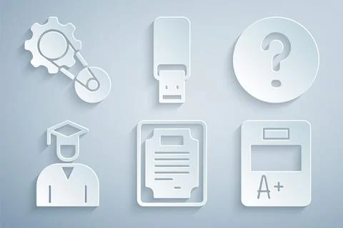 Set Certificate template, Speech bubbles with Question, Graduate and gradua.. Stock Illustration