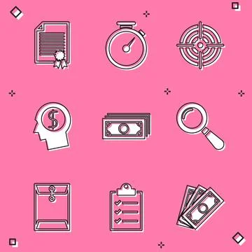 Set Certificate template, Stopwatch, Target sport, Business man planning mind イラスト素材