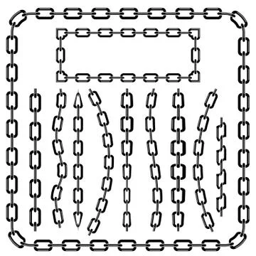 Set of Chain Frames Isolated on White Background Stock Illustration