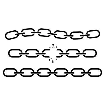 Set of chains, Broken chain graphic silhouette, Whole and curved, Stylish logo Stock Illustration