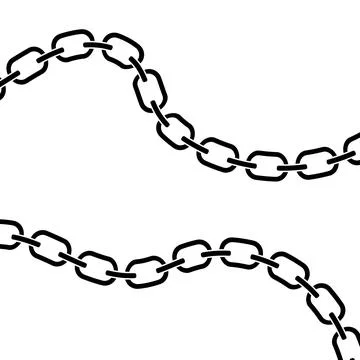 Set of chains, Broken chain graphic silhouette, Whole and curved, Stylish logo Illustrazione stock