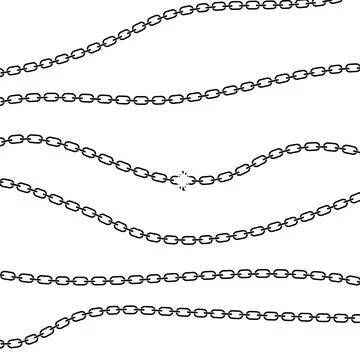 Set of chains, Broken chain graphic silhouette, Whole and curved, Stylish logo Illustrazione stock