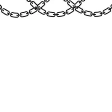 Set of chains hanging from above graphic silhouette, Metal links of the chain Illustrazione stock
