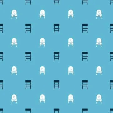 Set Chair and Dressing table on seamless pattern. Vector Stockillustratie