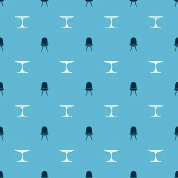 Set Chair and Round table on seamless pattern. Vector Stock Illustration