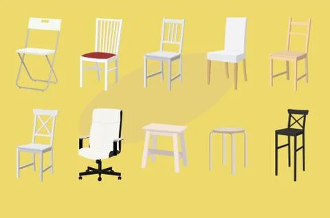 Set of Chairs and Stools Stock Illustration