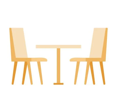 Set of chairs and table for restaurants and cafes. Simple interior objects for Stock Illustration