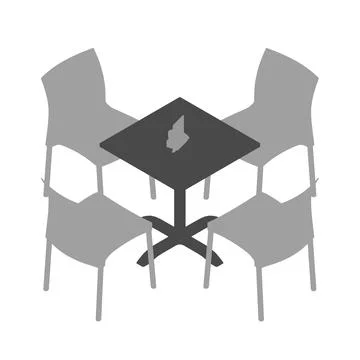 Set of chairs and table silhouette for restaurants and cafes. Simple interior Stock Illustration