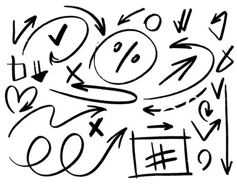 Set of chalk arrows and frames. Hand drawing arrows and shapes with chalk. .. イラスト素材