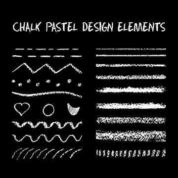 Set of chalk strokes, curved lines Stock Illustration