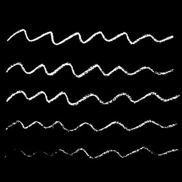 Set of chalk vector wave brush strokes. Vector illustration. Grunge hand drawn Stock Illustration
