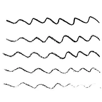 Set of chalk vector wave brush strokes. Vector illustration. Grunge hand drawn Stock Illustration