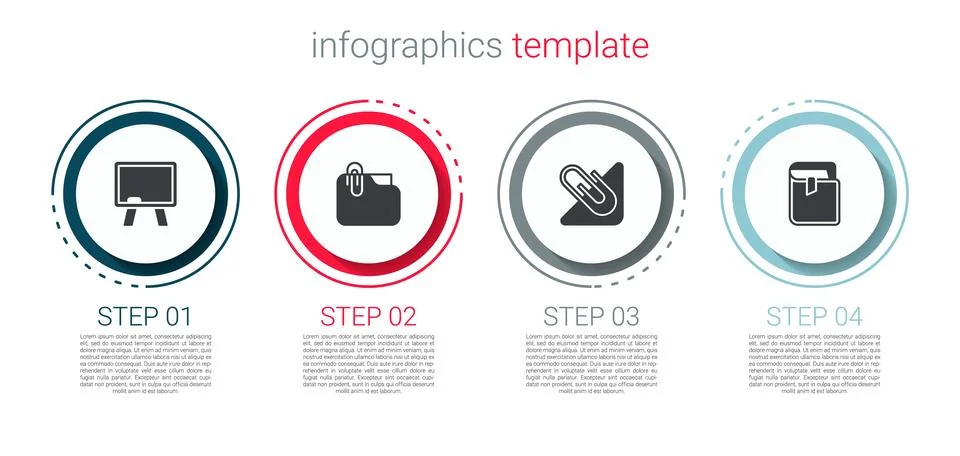 Set Chalkboard, Document folder with clip, Paper and Book. Business infographic Stock Illustration