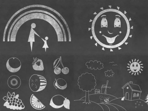 Set of chalkboard drawings Stock Illustration