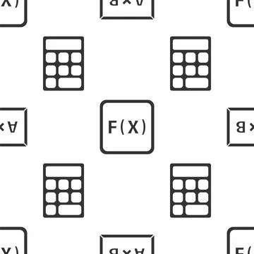 Set Chalkboard, Function mathematical symbol and Calculator on seamless pattern Stock Illustration