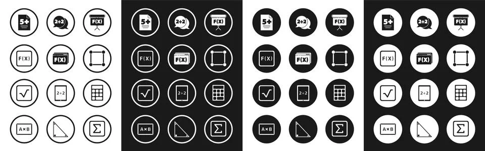 Set Chalkboard, Function mathematical symbol, Test or exam sheet, Geometric Stock Illustration
