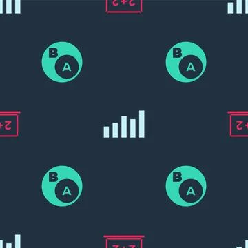 Set Chalkboard, Graph, schedule, chart, diagram and Subsets, math, is subse.. Stock Illustration