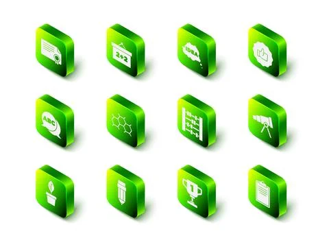 Set Chalkboard, Idea, speech bubble, Hand thumb up, Telescope, Clipboard wi.. Stock Illustration