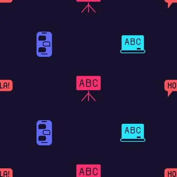 Set Chalkboard, New chat messages notification,  and Hola in different lang.. 库存插图